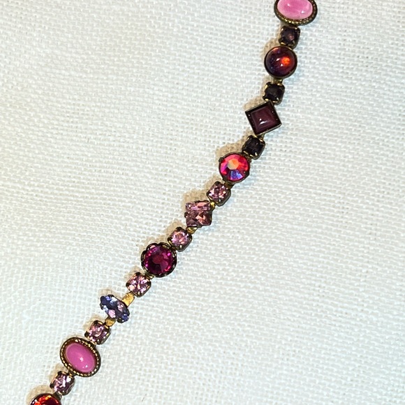 Vintage Sorrelli Pink Y Rhinestone Necklace - Picture 4 of 8
